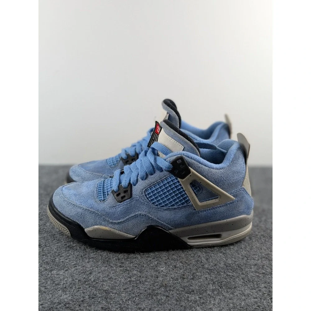 Jordan 4 Retro University Blue Size 5Y Womens Size 7 Black Tech Grey 408452-400